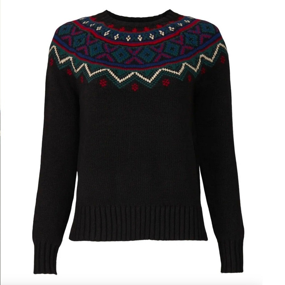 LAUREN RALPH LAUREN Fair Isle Sweater Black Multi Size XL NWT‎ MSRP $195